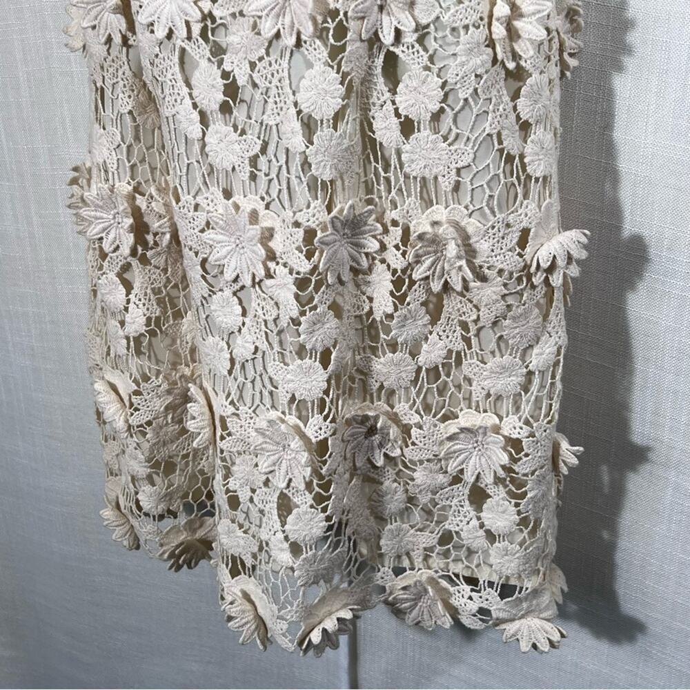 Urban Outfitters Thistlepearl Crochet Floral Cream Boho Mini Dress Size 4 - Picture 7 of 16
